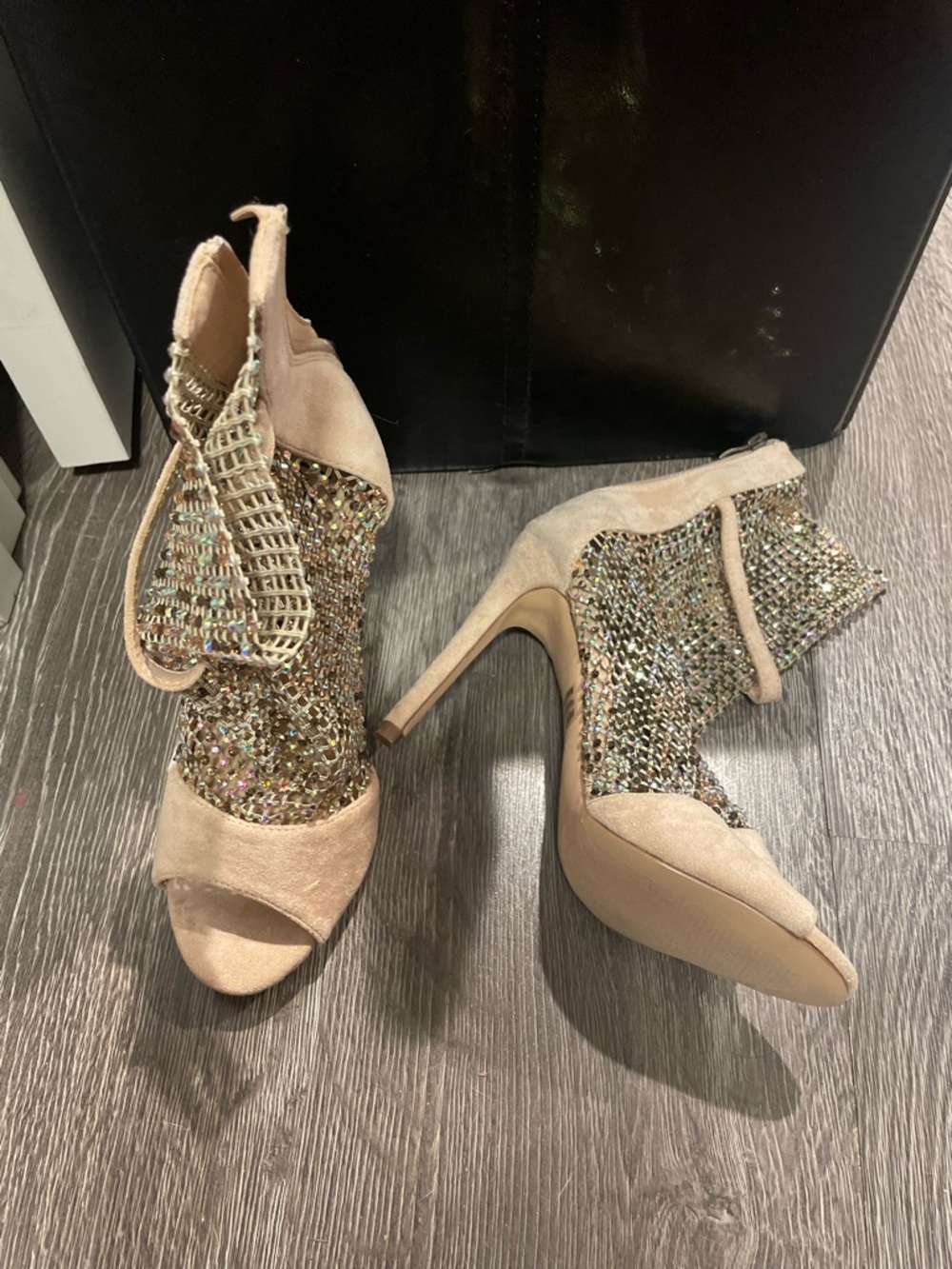 Embellished Nude High Heel Sandal Boots for Women